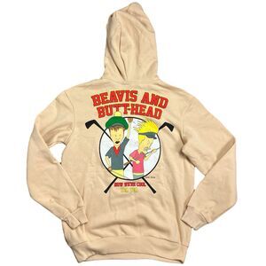 Beavis And Butthead Hoodie Adult S Beige Golf MTV Graphic Novelty Retro 90s